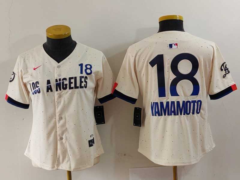 Youth Los Angeles Dodgers #18 Yoshinobu Yamamoto Cream 2024 City Connect Limited Jersey->mlb youth jerseys->MLB Jersey